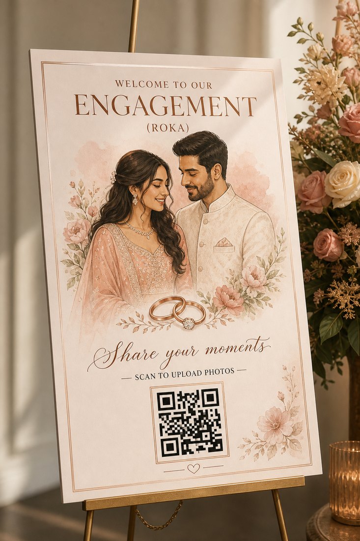 सॉफ़्ट पेस्टल स्टाइल में AI से बना जेंडर रिवील QR कार्ड