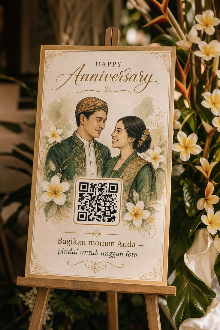 Kartu QR gender reveal buatan AI bergaya pastel lembut